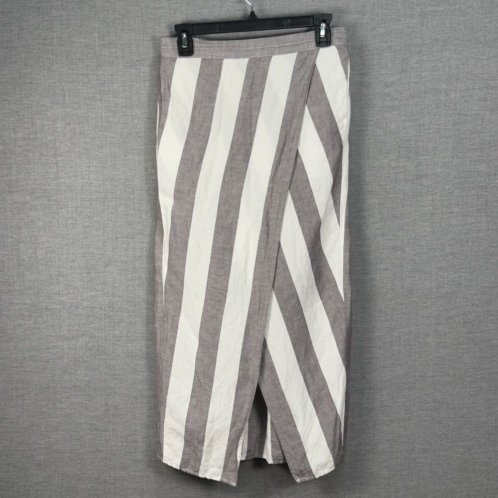 Madewell Striped Midi Skirt in White and Taupe